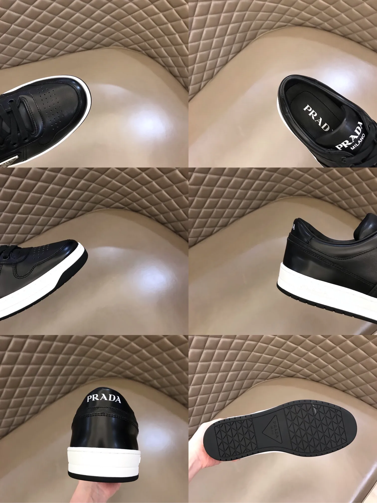P380 Yuan 38-45 Prada Prada’s new men’s leather sports shoes, the highest version on the market, any comparison is welcome🆚! The original leather has excellent texture and is super high-end! Fetal sheep net lining imported from Italy, removable pad! Luxurious materials and fine workmanship, highly recommended!